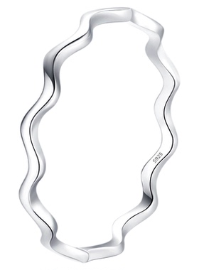 雅影波浪线S925纯银戒指女