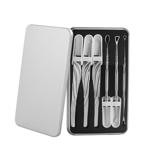 不锈钢细胞夹超细粉刺针刮黑头镊子脂肪粒挤痘暗疮美容师工具套装