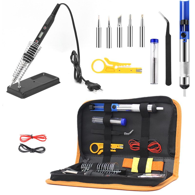 908V80W数显电烙铁工具包套装15件套内热式可调温焊锡笔电子维修