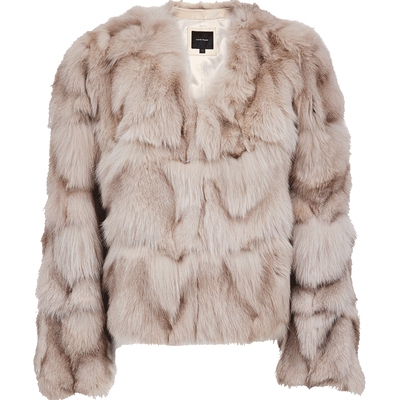 Vero Moda皮草女冬季狐狸毛皮短款外套印花百搭3254FU004