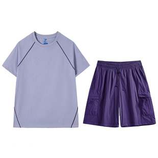 唐狮集团运动服套装女款2026新款夏季宽松休闲圆领短袖短裤两件套