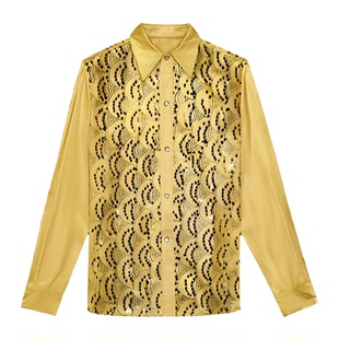 学生大合唱表演服装男生彩色亮片衬衫演出服歌手跳舞舞台主持衬衣