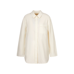 LESS春休闲外套式通勤风白色简约气质亚麻长袖衬衫2O3213760