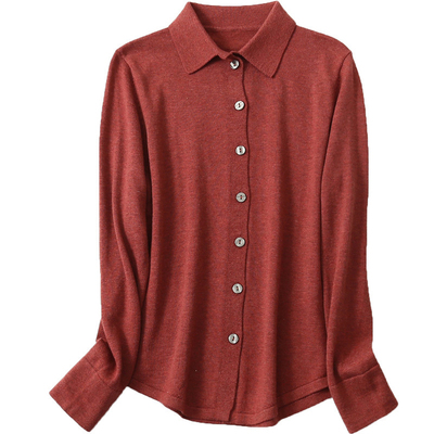 蚕丝单排扣翻领外套毛衣