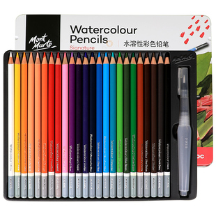 蒙玛特 水溶性彩铅笔手绘画学生美术生用24色36色涂鸦彩绘笔套装彩色手绘美术生专业画画专用48色铁盒礼盒装