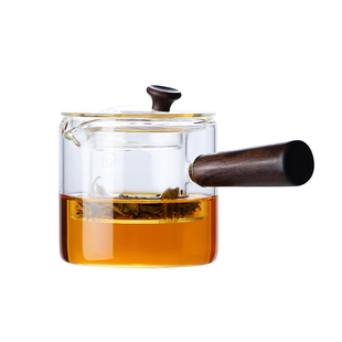 侧把煮茶壶玻璃煮茶器加厚耐热过滤泡茶壶木把青柑分茶器功夫茶具