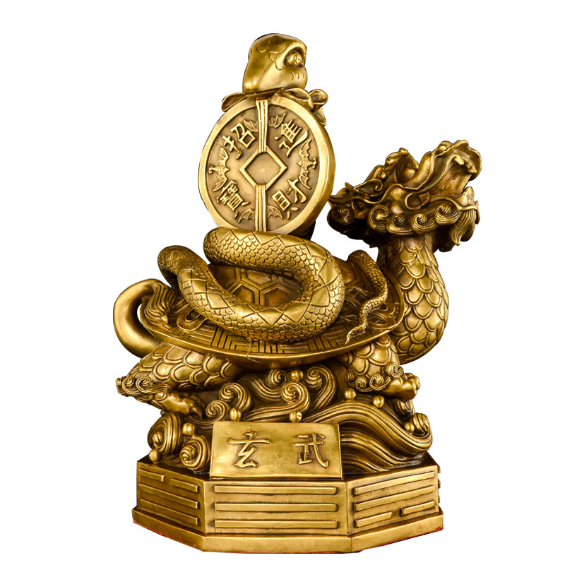玄武摆件 黄铜四神兽青龙白虎朱雀玄武龟蛇年大号四大神兽一套
