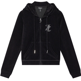 Juicy Couture橘滋【云棉天鹅绒】外套女25秋冬新款黑色丝绒上衣