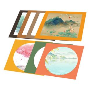 圆形硬卡纸厚白色外方内圆彩色边框镜面画框纸片美术用儿童幼儿园