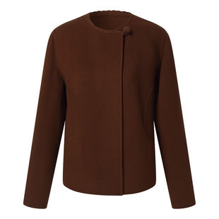 首降5折|歌莉娅羊毛羊绒短款大衣女秋冬季小个子穿搭双面毛呢外套