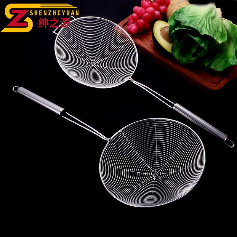 不锈钢线漏网格捞面漏勺批发过滤网圆控油厨房渣工具柄隔家用