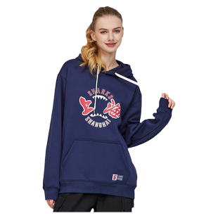 【官方正版】上海久事大鲨鱼俱乐部 | 深蓝连帽卫衣加绒秋冬印花
