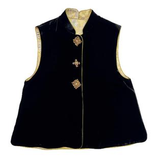 拉贝碧【买一送一】琥珀冰晶 新中式丝绒真丝双面香云纱钉珠马甲