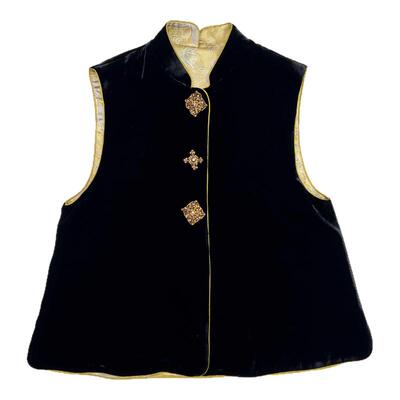 拉贝碧新中式香云纱钉珠马甲