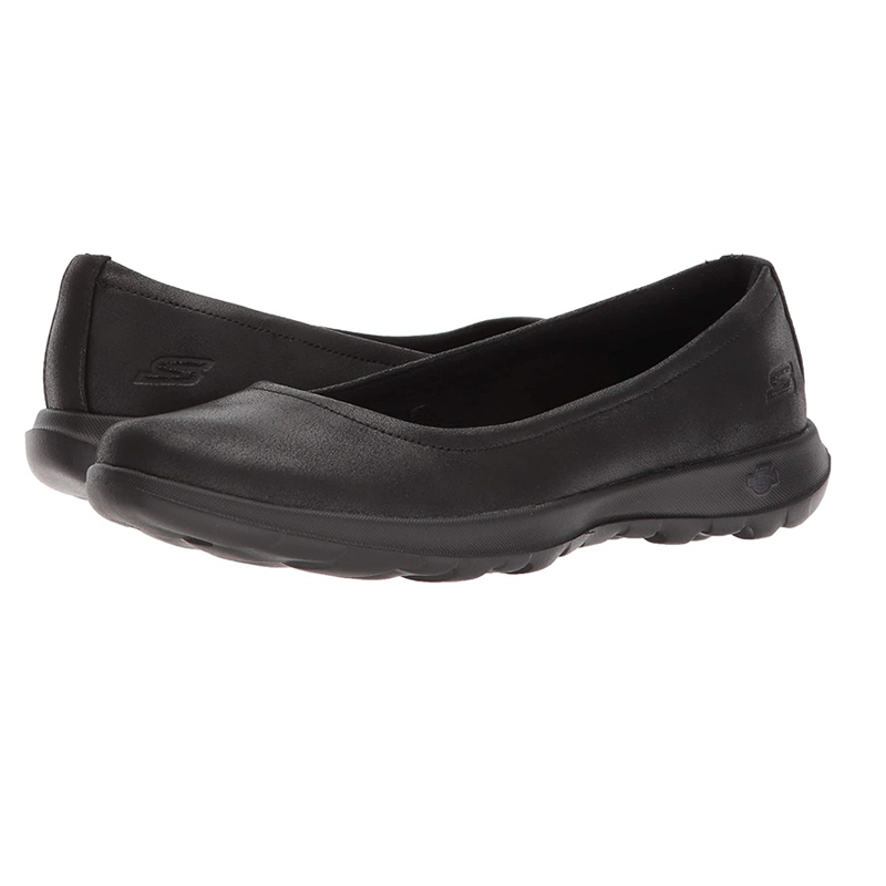 Skechers斯凯奇女士低帮黑透气低帮平底圆头一脚蹬浅口工作休闲鞋