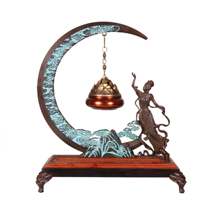 铜古典香炉熏香炉家用室内新中式悬挂吊炉嫦娥奔月音乐创意摆件
