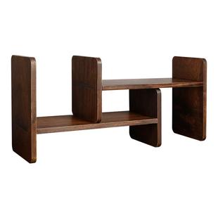 实木桌面置物架咖啡收纳架复古博古架餐桌木质茶具杯子桌上书架