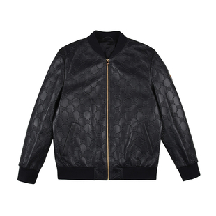 雷迪波尔男装真皮皮衣2025秋季新款棒球领绵羊皮压印LOGO皮夹克男