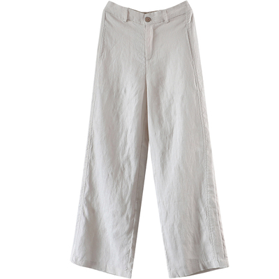 通勤显瘦春夏季亚麻直筒裤长裤女