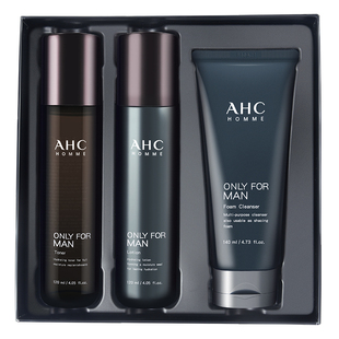 韩国AHC男士水乳三件套护肤水乳洗面奶套盒套装深层清洁控油祛痘