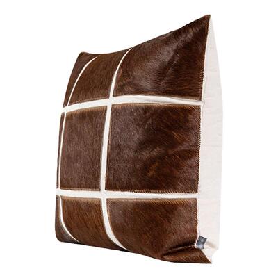ELINLONYAIN棕咖色真皮马毛抱枕