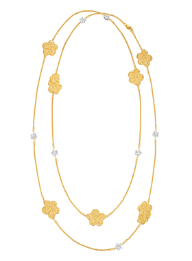 织物系列复古织物花朵长项链女