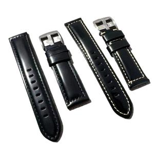 gt4/gt5复古厚料媲美马臀皮粗线黑色亮牛皮表带20mm22mm24mm26mm