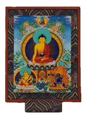 藏式实木彩绘装裱立体相框唐卡