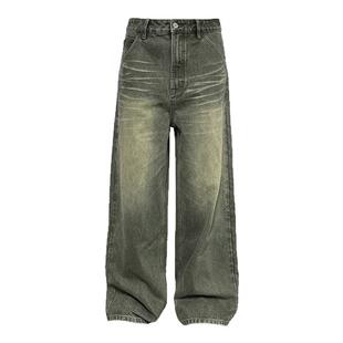 JCAESAR DENIMS烟灰绿牛仔裤 自然猫须做旧 手工擦色13OZ直筒长裤