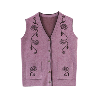 中老年人妈妈装秋冬马甲背心大码女毛衣针织毛线开衫奶奶短款外套