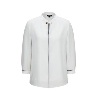 Scofield经典藏青撞色雪纺衬衫