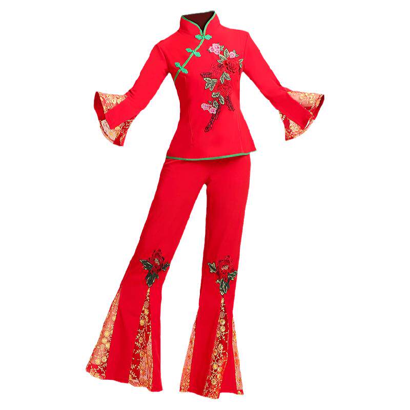 秧歌服女2025新款中老年广场舞服扇子舞腰鼓服民族舞蹈演出服套装