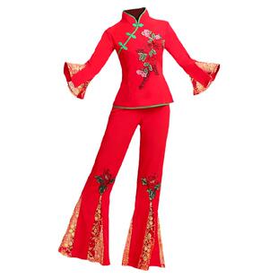 秧歌服女2025新款中老年广场舞服扇子舞腰鼓服民族舞蹈演出服套装