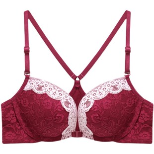 柏依兰前排搭扣前开扣蕾丝女前排扣小胸厚聚拢前面扣美背内衣文胸