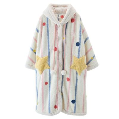 珊瑚绒睡衣女冬季睡袍加绒加厚法兰绒可爱兔子家居服宽松冬天套装