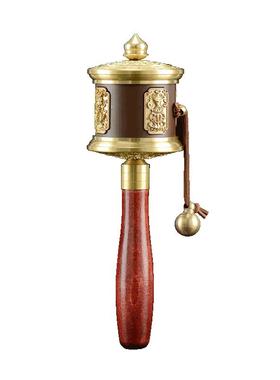 藏村彩绘迷你手摇转筒装饰品摆件