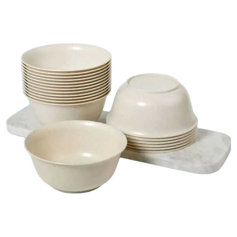稻壳一次性餐具碗筷圆碗可降解环保食品级加厚酒席加硬耐高温家用