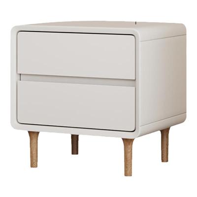 奶油风实木烤漆简约现代床头柜