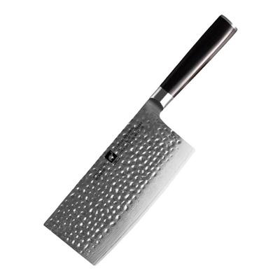 锻打锤纹真67层大马士革钢菜刀具