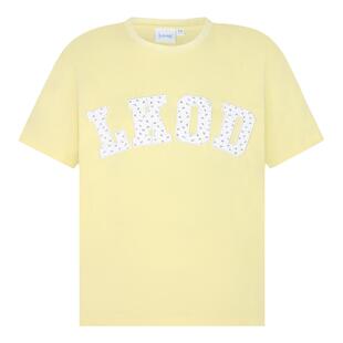 LKOD2024夏季新款碎花贴布圆领字母男女情侣T恤短袖打底