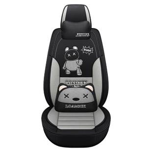 汽车座套四季通用亚麻布艺小车座椅套全包围网红卡通坐垫夏季座垫