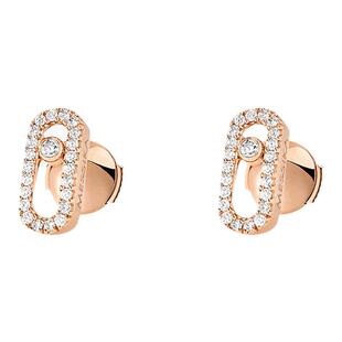 悔.西Mowe Uuo镶钻耳钉女轻奢纯银镀玫瑰金符号耳环 时尚满钻礼物