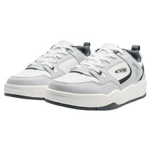 特步云帆板鞋男2025秋季新款皮网结合透气运动休闲鞋975319310017