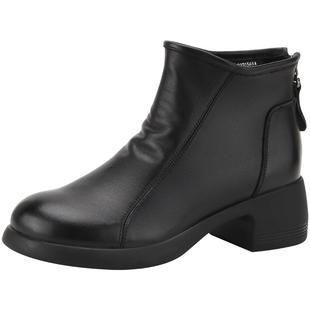 蜘蛛王女鞋短靴女秋冬季新款时装靴牛皮切尔西复古妈妈鞋及踝靴子