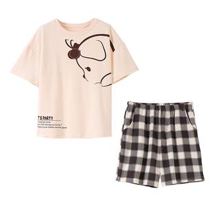 情侣睡衣夏款纯棉短袖凉爽女士简约大码男士可外穿薄款家居服套装