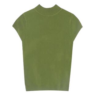 大码胖mm半高领针织衫短袖T恤女打底衫2025新款夏季内搭毛衣上衣