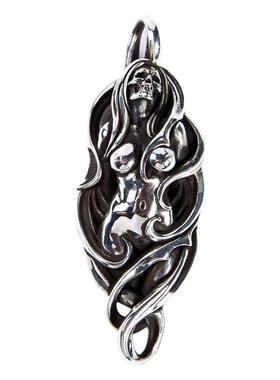 渡鸦暗黑红粉骷髅一场梦纯银吊坠