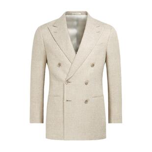 SUITSUPPLY浅棕色外套羊毛柞蚕丝混纺休闲男西装上衣