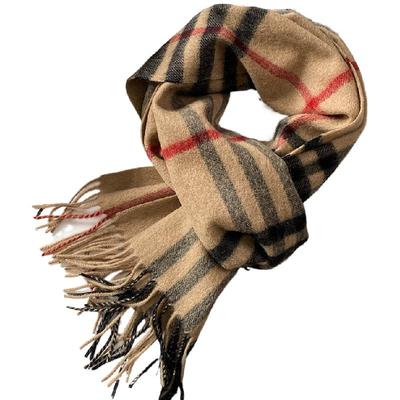 100%纯羊毛围巾女秋冬驼啡色围脖