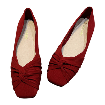 法式小众红色单鞋女2024春季